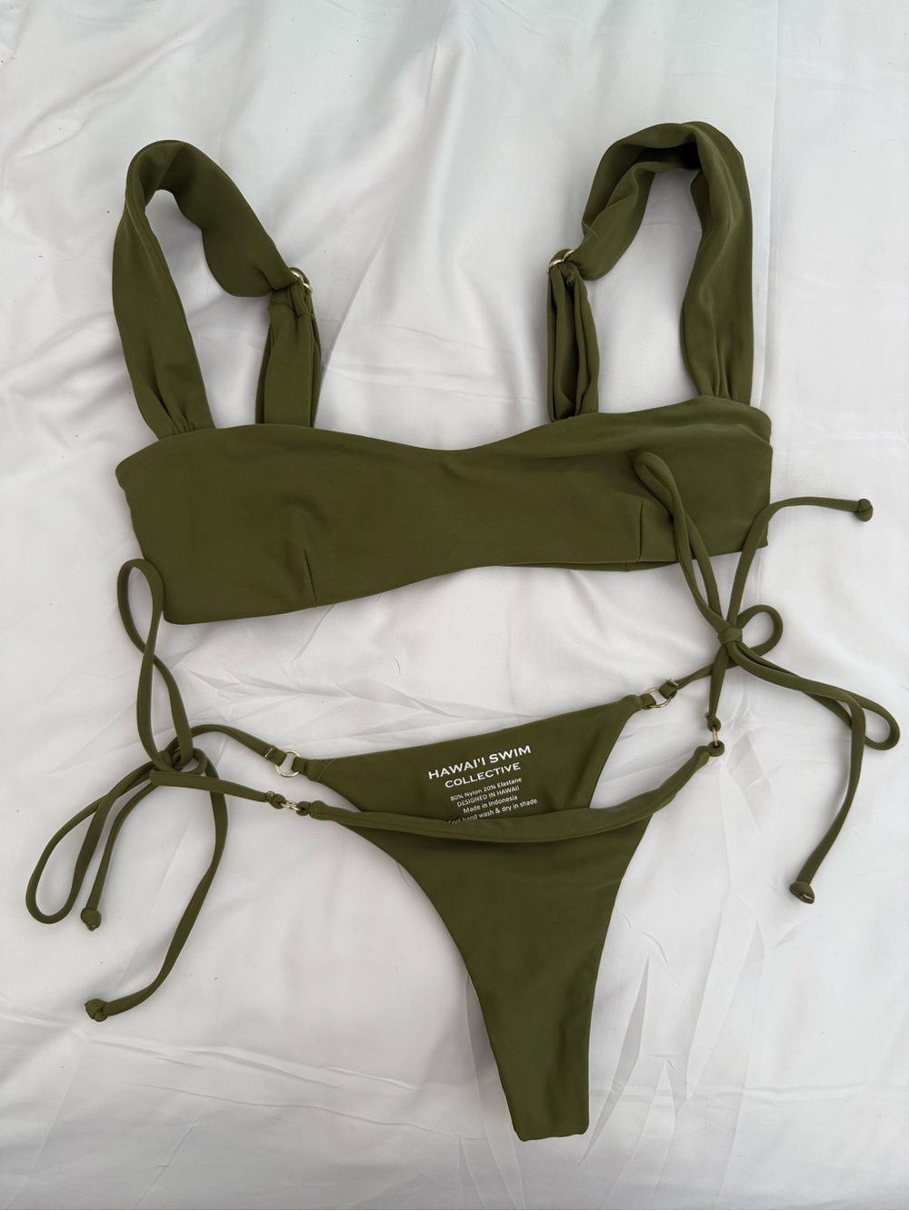 Hawaii swim collective Olive Green Tie Bikini Set